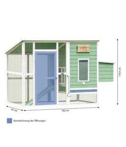 Dehner Hühnerstall Happy Farm Lotti, Hellgrün, Ca. B182/H119,5/T91 Cm -Gartenmöbelgeschäft 6897052 WE BG 001 DehnerMarkenqualitaetHuehnerstallLotti
