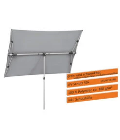 Schneider Sonnenschirm Novara, Rechteckig, Ca. B190/T140 Cm -Gartenmöbelgeschäft 6953541 WE IG 001 SchneiderSonnenschirmNovarasilvergrau